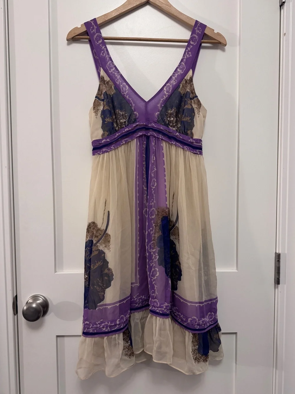 Anthropologie Lil Silk Floating Lotus Babydoll Dress